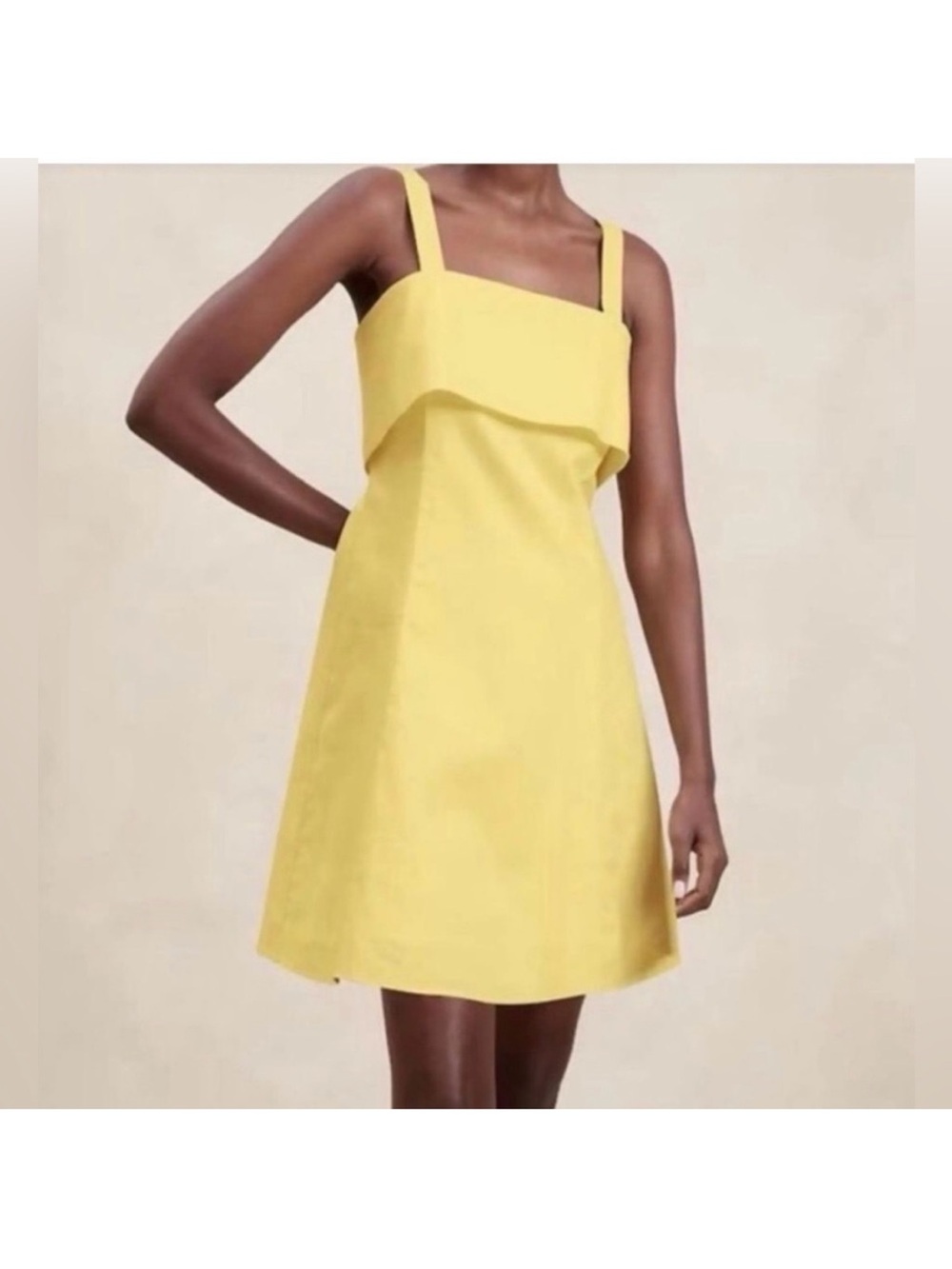 Banana Republic Yellow Square-Neck Mini Dress